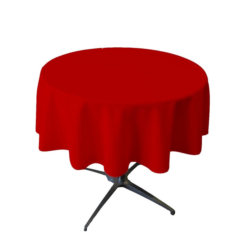 LA Linen Polyester Poplin Washable Round Tablecloth, Stain and Wrinkle Resistant Table Cover 58", Fabric Table Cloth for Dinning, Kitchen, Party, Holiday 58-Inch, Red, (TCpop58R_RedP98)